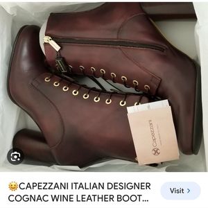 Crust Wine color, made in Italy. Size EU 41, US 9.5. Lace up high ankle dress bo